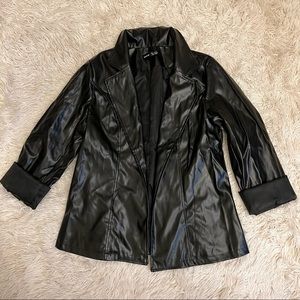 Black PU Leather Blazer